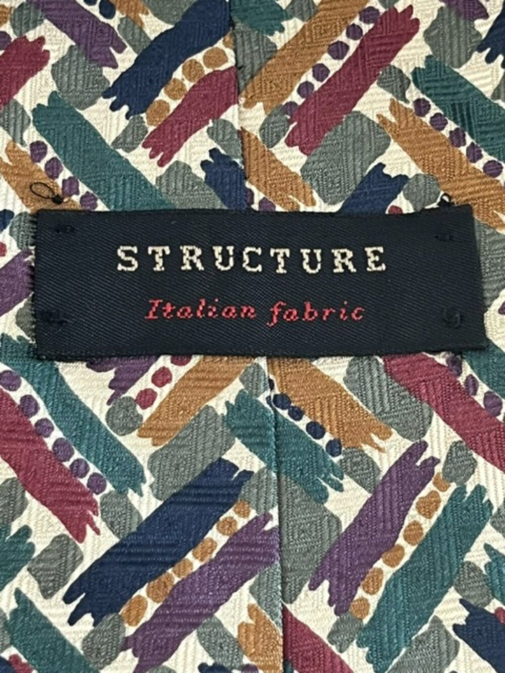 Structure Silk Tie Multicolor Abstract Pattern - Picture 6 of 9